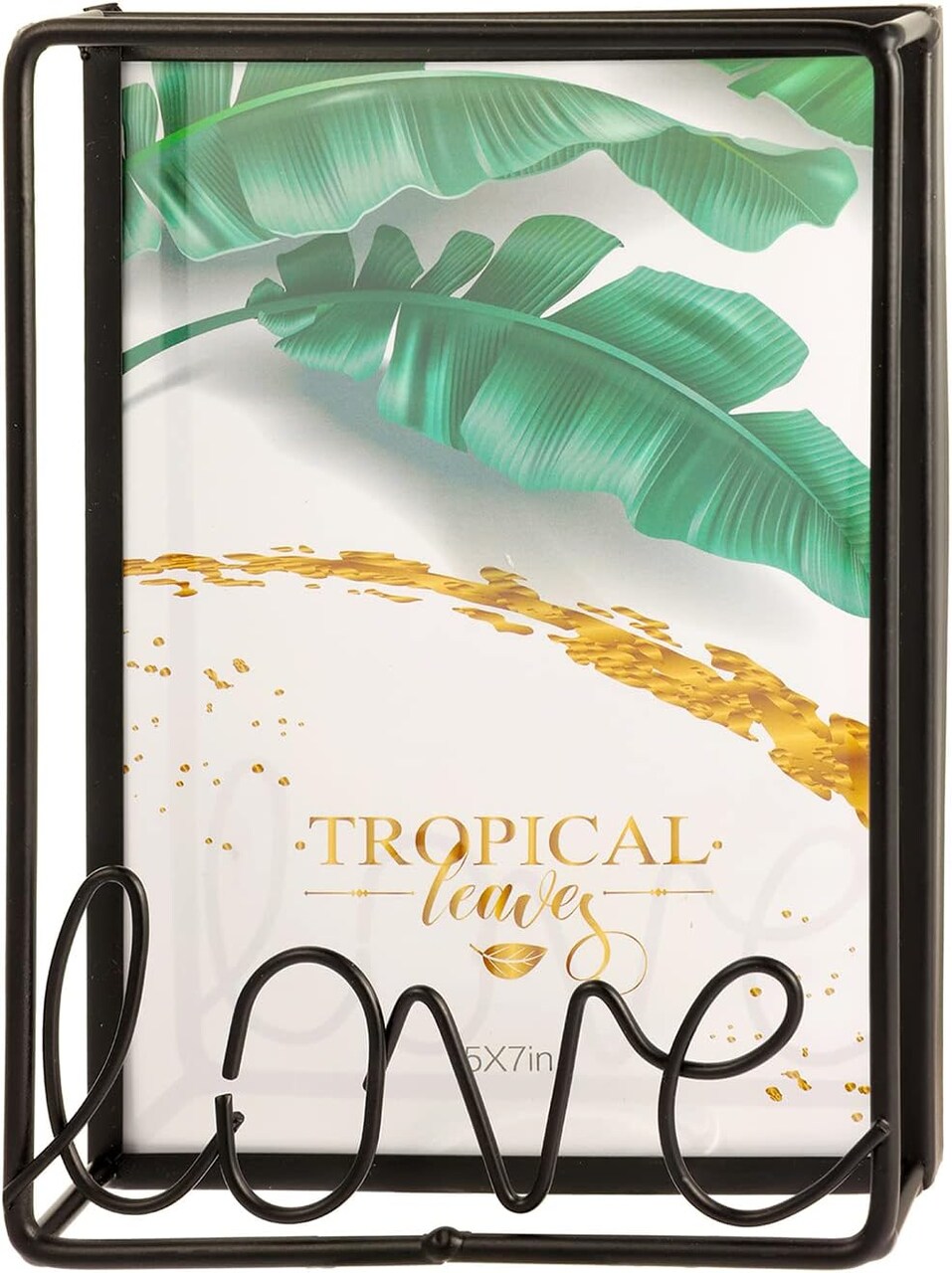 5x7 Metal Photo Collage Frame - tabletop Picture Frame with LOVE Decoration for Desk(Black}